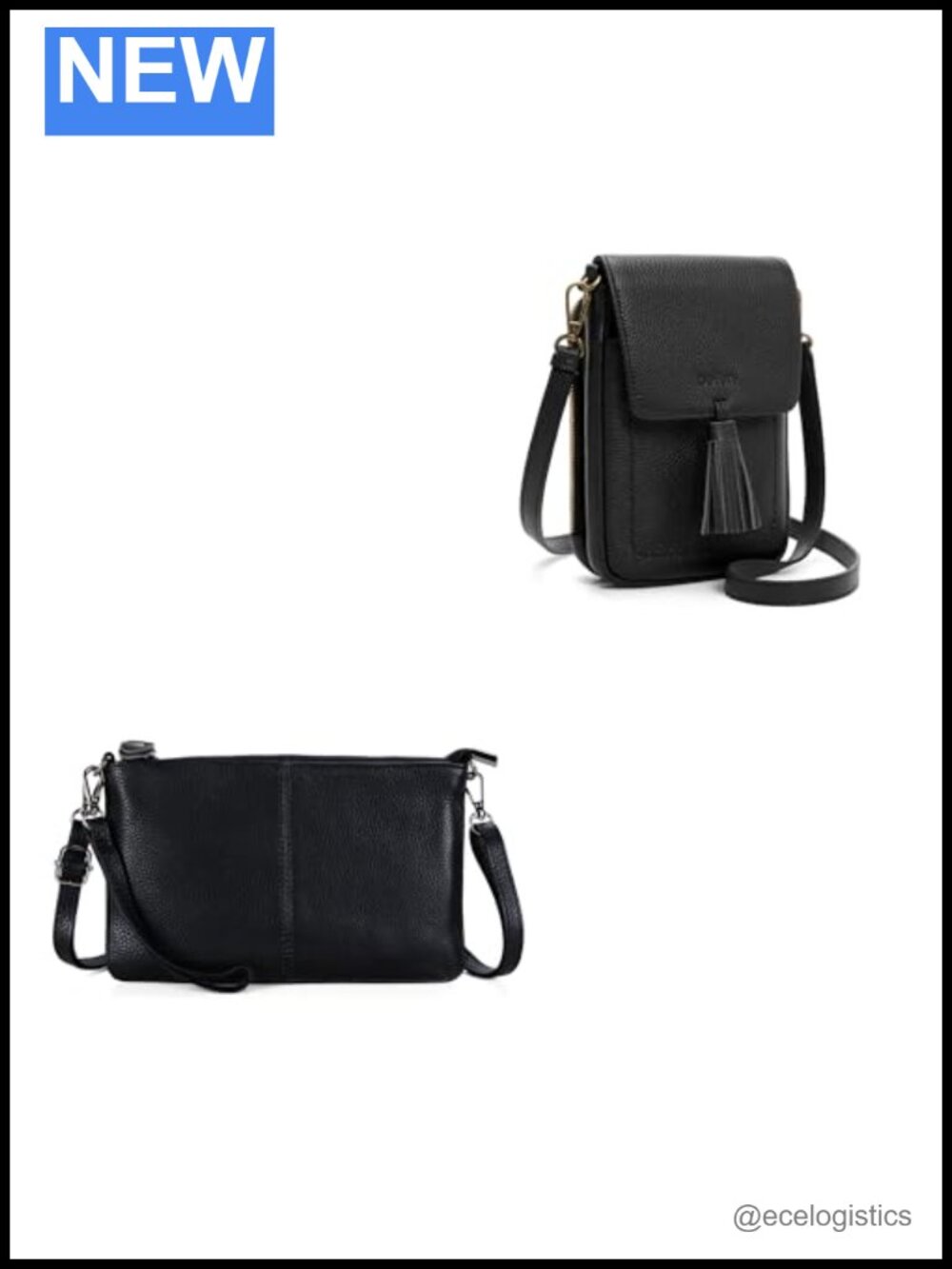 2-Piece Genuine Leather Crossbody Bag + Wristlet Clutch Set with RFID Protection